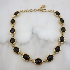 Givenchy Necklace - Gold Tone Chain Black Glass